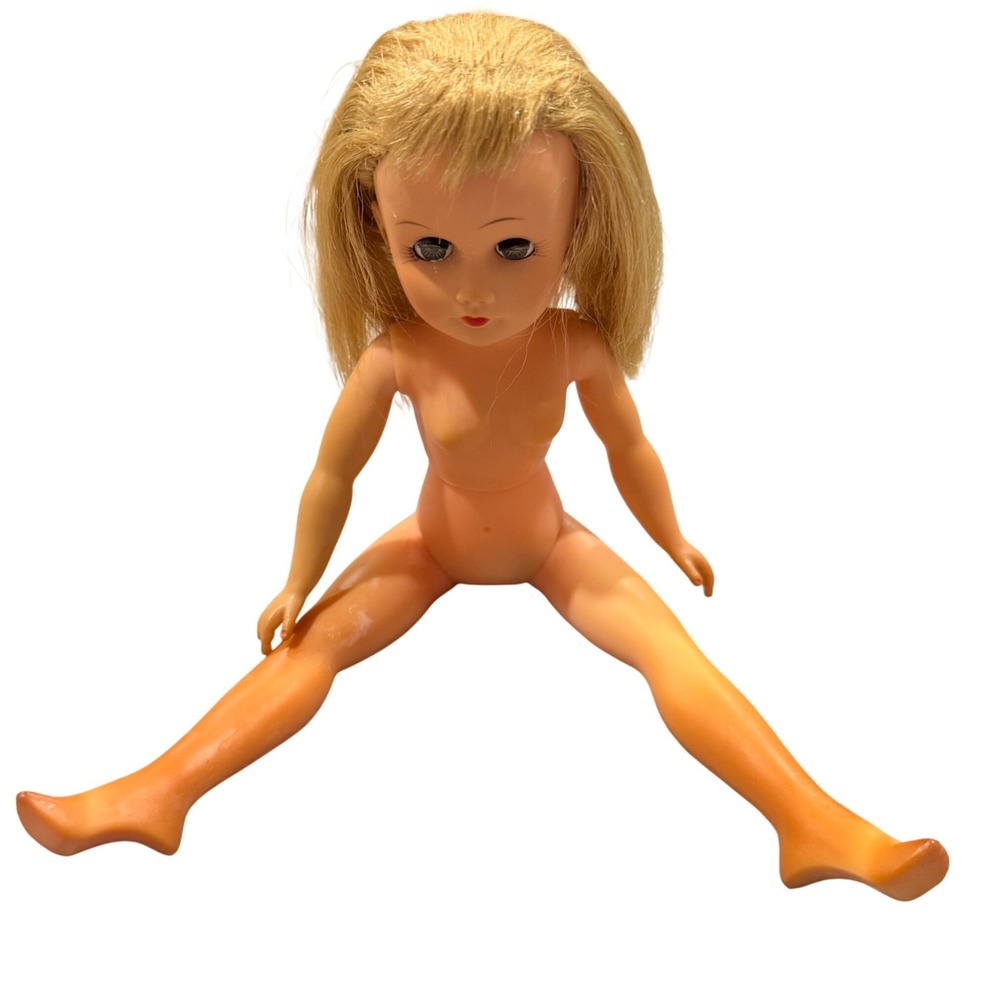 Vintage Blonde Fashion Doll Sleep‎ Eyes Rooted Lashes Mid Century Vinyl Toy